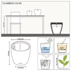 Lechuza Classico LS 50 (19.5" D) Planter - Charcoal Metallic Floor Planters 9 Lechuza Classico LS 50 (19.5