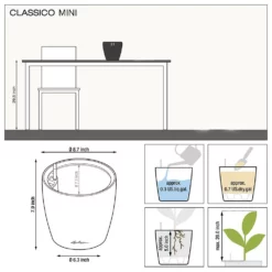 Desk Planters Lechuza Classico LS 21 (9" D) Planter - Charcoal Metallic