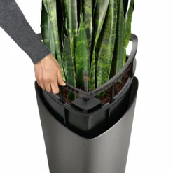 Lechuza Delta 40 (15.4" D) Planter - Charcoal Metallic